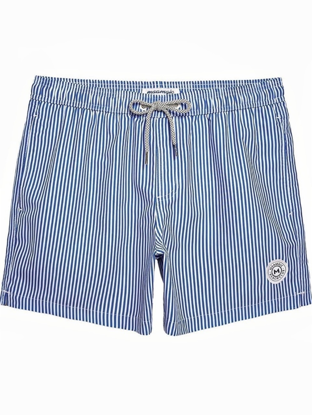 Maamgic Men's Striped Swim Trunks in Blue & White